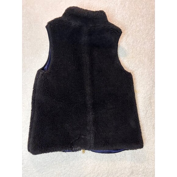 J.Crew Womens Black Sherpa Fleece Vest With Gold Zippers Size XS Cozy Outerwear - Picture 7 of 9